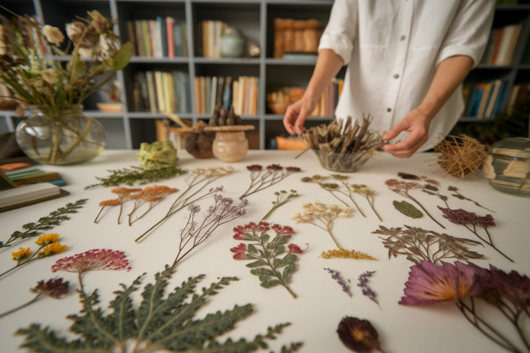 fleurs-pressees-mains-flou