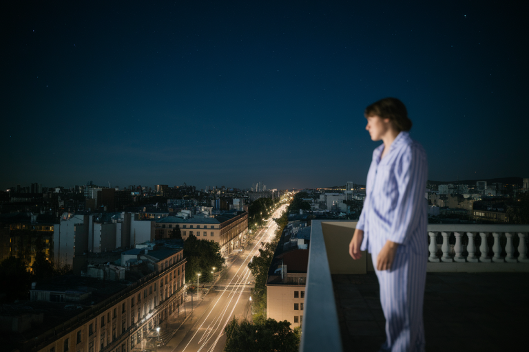 personne-pyjama-balcon-ville-nuit