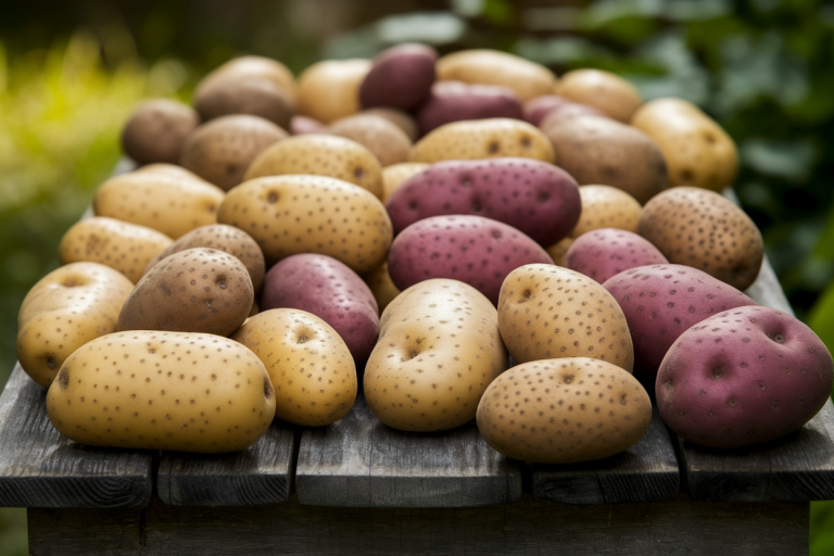 table-rustique-pommes-terre-multicolores