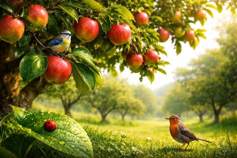 arbre-fruitier-oiseaux-coccinelle-verger