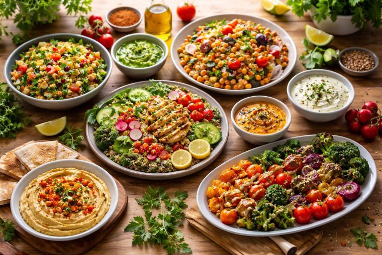 table-bois-plats-colores-legumes