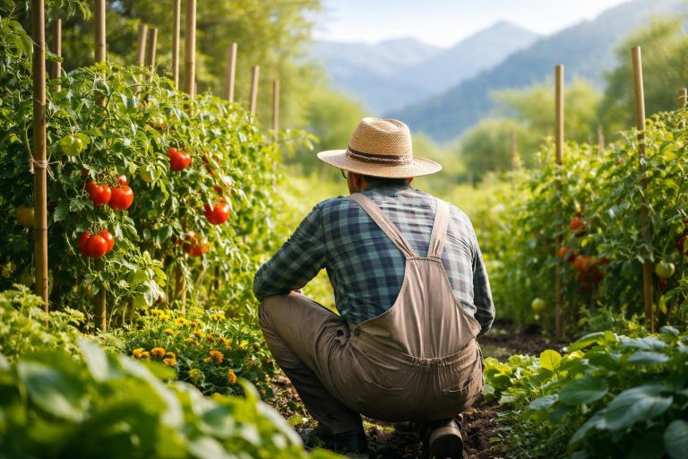 jardinier-chapeau-paille-potager-tomates-montagnes