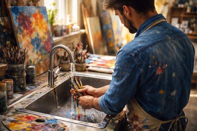 artiste-pinceaux-eau-coloree-atelier